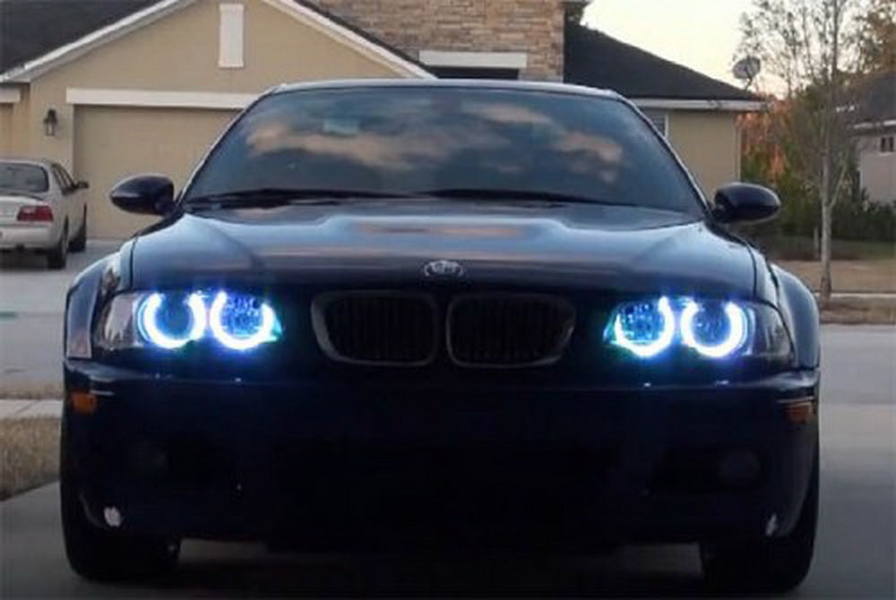 4x LED Angel Eyes Halo Ring RGB Control Fit For BMW E36 E38 E39 E46 3 5 7  Series