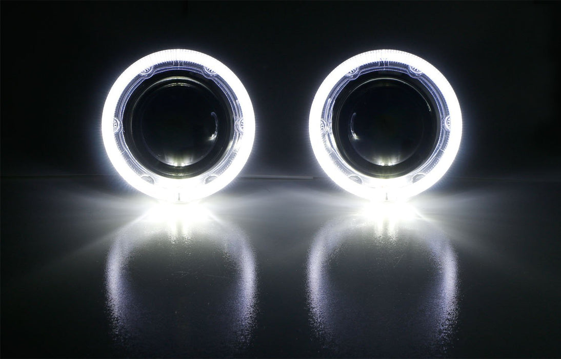 3.0" H1 Bi-Xenon Projector Lens VW GTI Style LED Halo Ring Shroud For Headlights