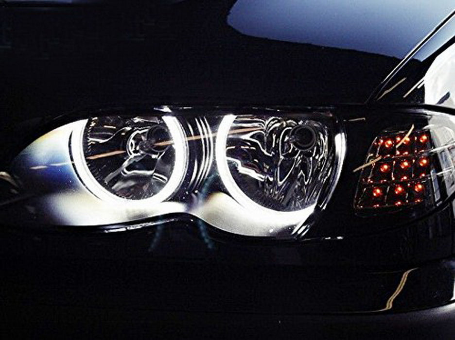 Halogen Headlight White LED Angel Eyes Halo Rings For BMW E46 3 Series w/Non-HID