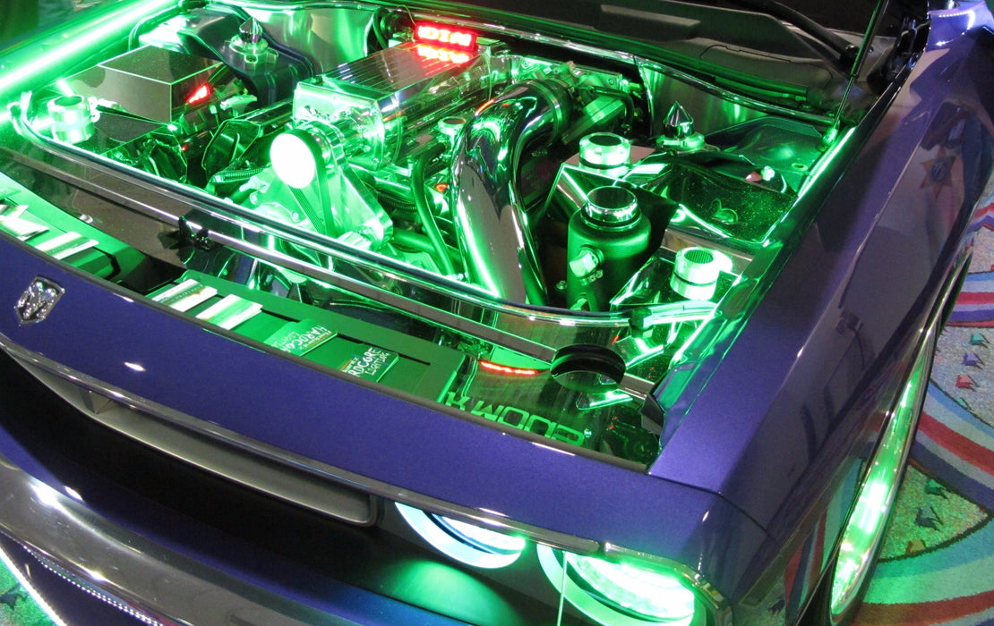 Compact 4 Color Led Engine 8pcs RGB Multi-Color LED Engine Bay or Under Car Lighting Kit w/ Wirel ...