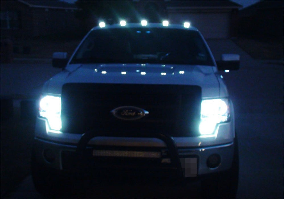 (5) Smoked Lens Cab Roof Marker Running Lamps w/ White LED Lights For Truck 4x4
