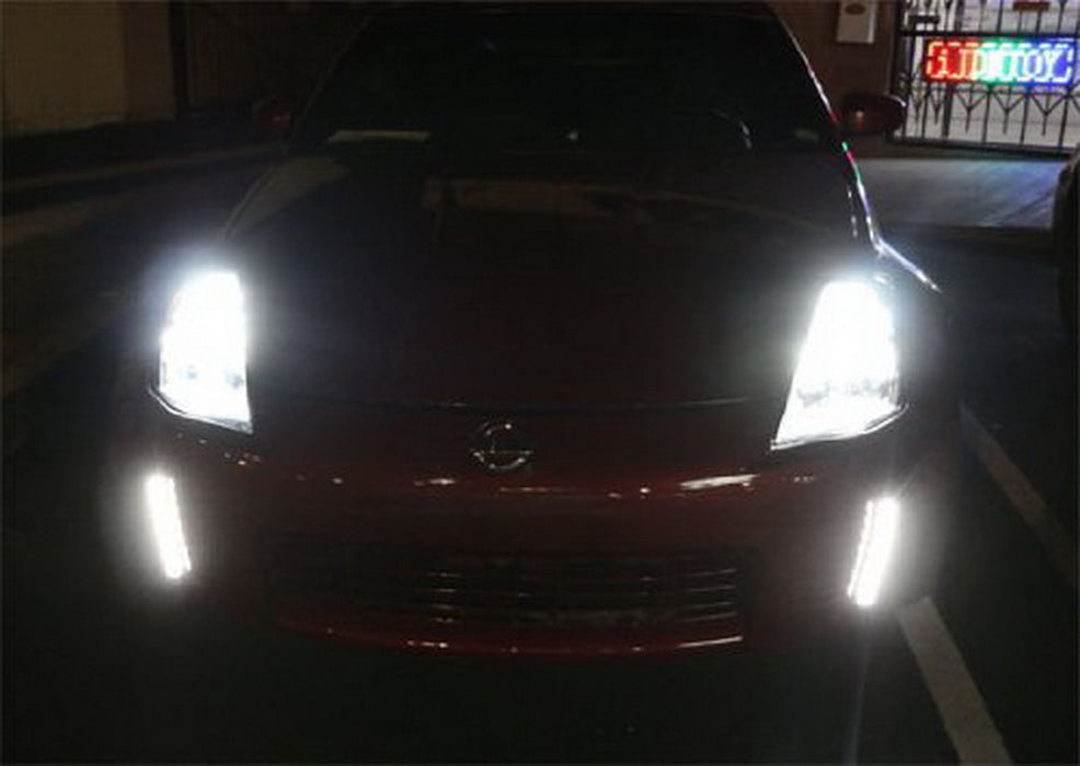 Direct Clear 7-LED Bumper Reflector Daytime Running Lights For 03-05 Nissan 350Z