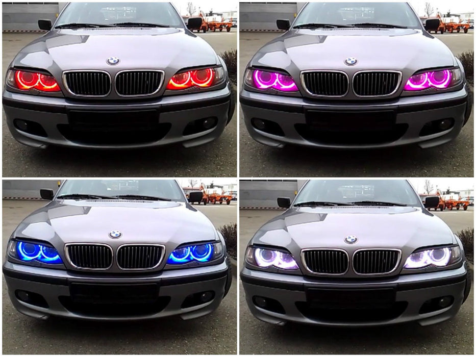 RGBW Color LED Angel Eyes Halo Rings For BMW E46 3Series, 07-14 Silverado Sierra