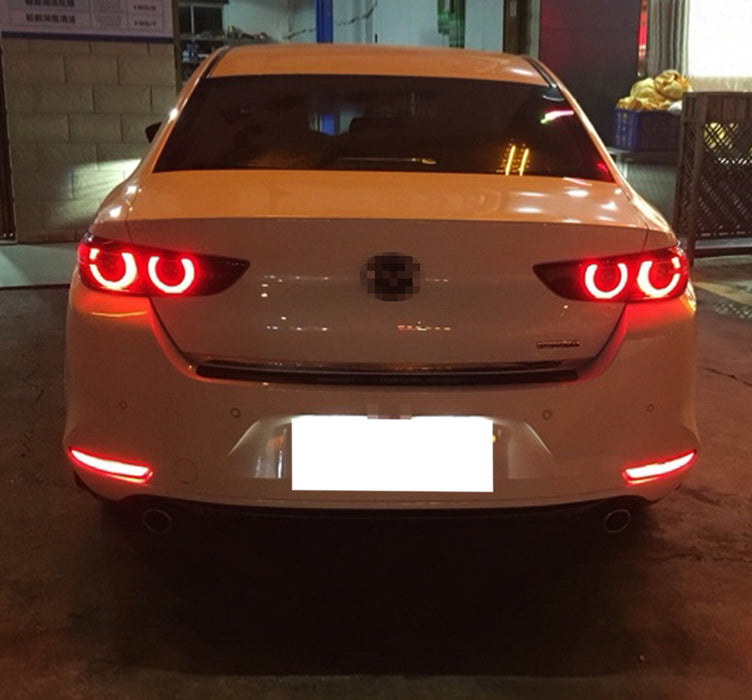 Dark Red Lens LED Bumper Reflector Lights w/ Sequential Blink For 2019-up Mazda3