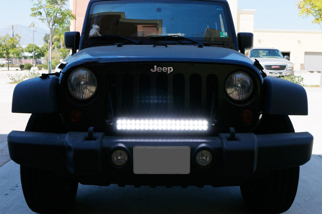 120W 20" LED Light Bar w/ Front Grille Bracket, Wirings For 07-17 Jeep Wrangler