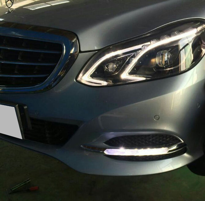 Direct Fit 10W LED Daytime Running Lights For 13-15 Mercedes E350 Regular Bumper