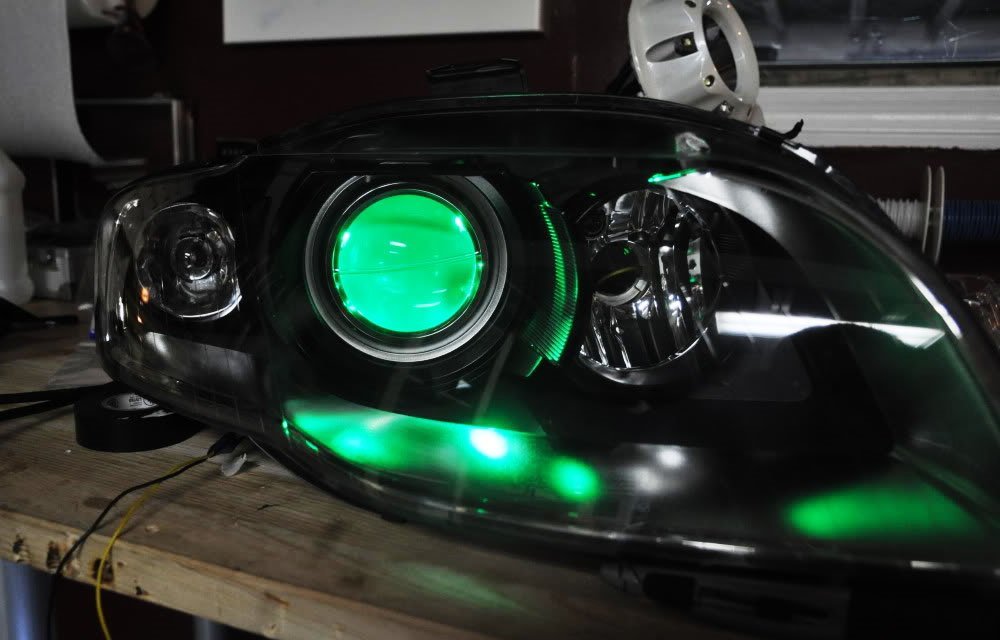v2. Green Demon Eyes LED Modules For Car Bike Headlights Projector Ret ...