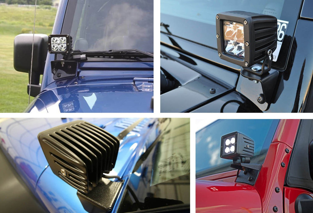 40W CREE LED Pod Kit w/ A-pillar Mounting Brackets For 07-up Jeep Wrangler JK