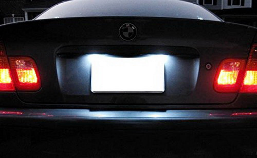 White 18-SMD White LED License Plate Lights For BMW E46 3-Series Sedan Pre-LCI