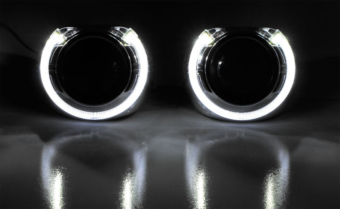 3.0" H1 Bi-Xenon Projector Lens w/ S-MAX LED Halo Ring Shrouds For Headlights