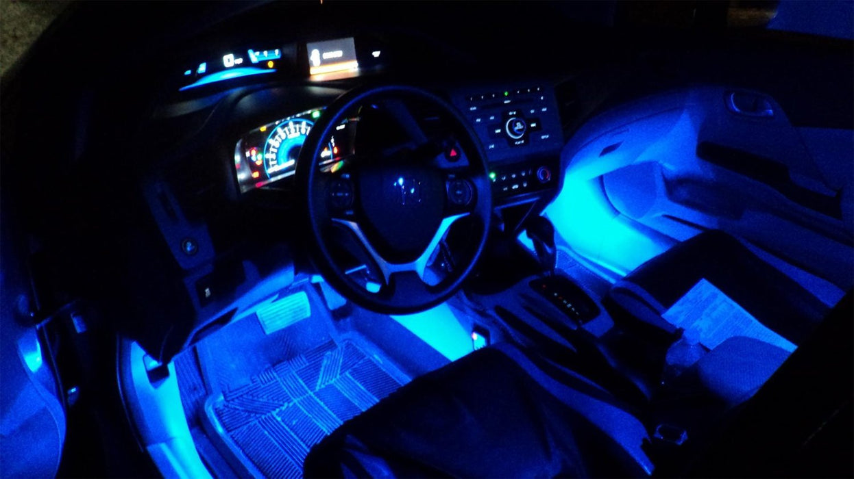 4pc 9" Blue LED Ambient Styling Lighting Kit Car Interior Decoration (5V USB)