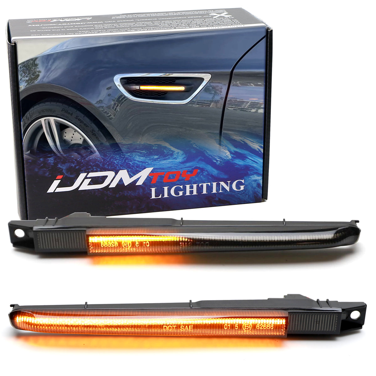 Smoked Lens Amber LED Sequential Fender Grille Turn Signal Lights