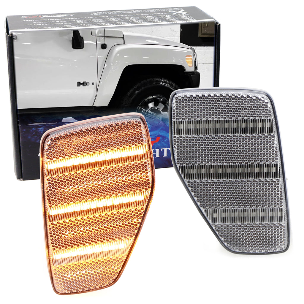 amari Clear Lens Amber Triple-Row Full LED Strip Fender Side Markers For