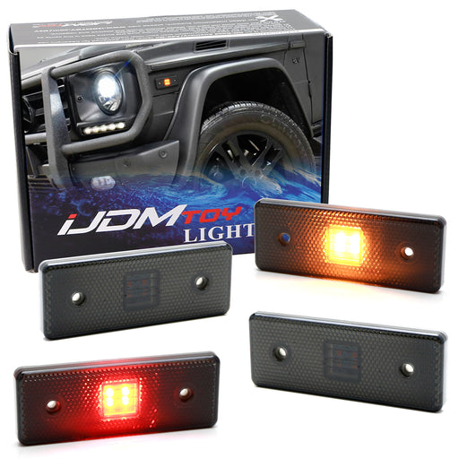Smoked Lens Front & Rear LED Side Marker Lights For 15-18 Mercedes W463 G-Class