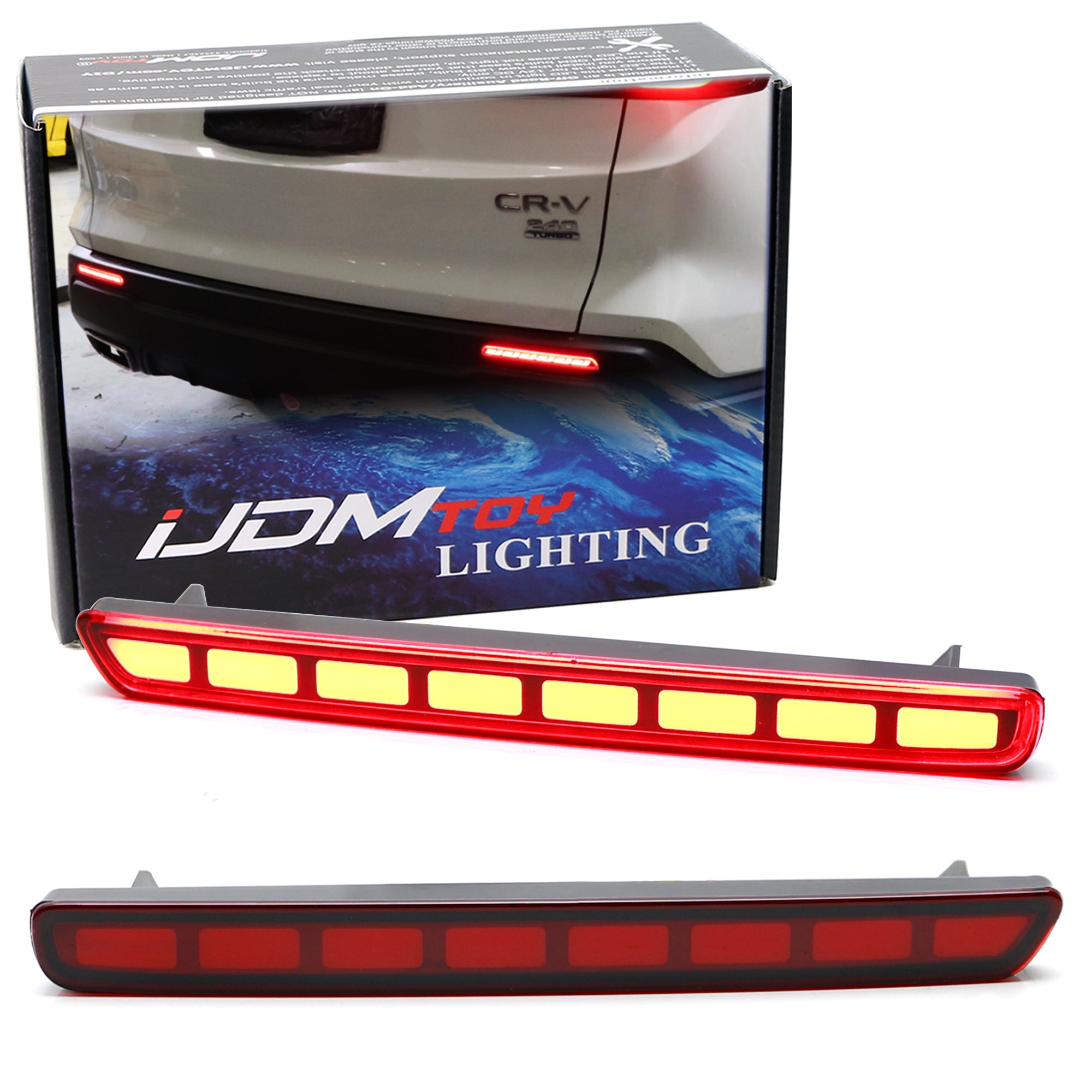 Red Lens Full LED Tail/Brake/Signal Rear Bumper Reflectors For 23+ Hon ...