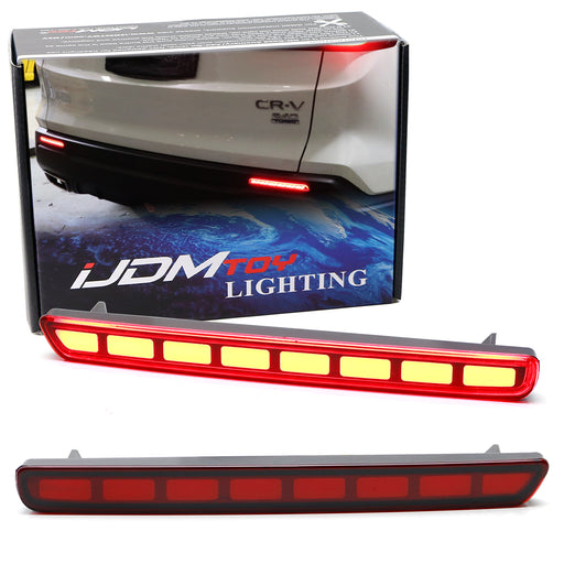 Red Lens Full LED Tail/Brake/Signal Rear Bumper Reflectors For 23-up Honda CRV