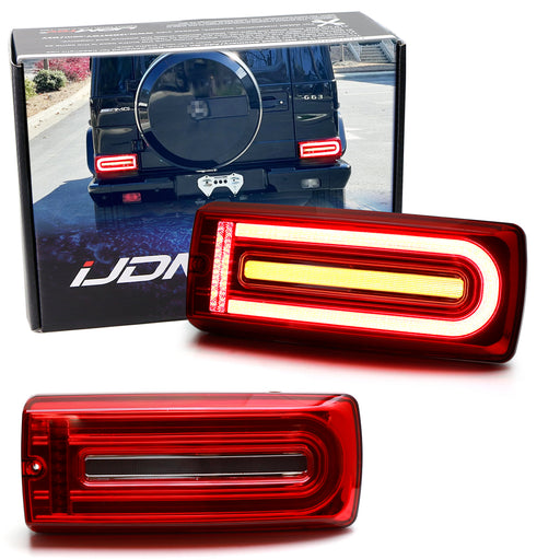 Red Lens 19' G-Class Style Full LED Sequential Taillamps For 99-18 W463 G-Wagon