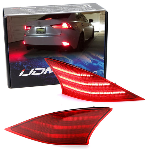 OE-Red Lens Red LED Rear Bumper Reflector Lights For Lexus 14-20 IS250 IS350 ISF