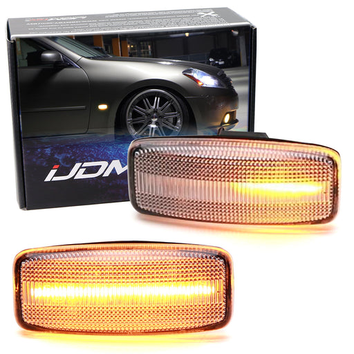 Clear Lens Amber Sequential Blink LED Fender Signal Markers For Infiniti M35 M45
