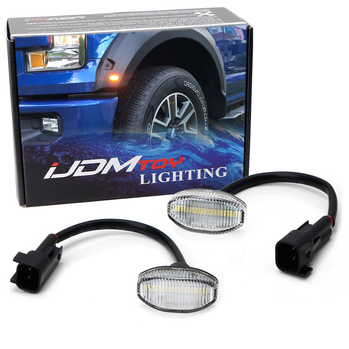 thumbnail interactive-video image 1 of IJDMTOY Sequential LED Fender Grille Side Marker Lights For 2017-2020 Ford Raptor – White/Amber Switchback 1 of 1