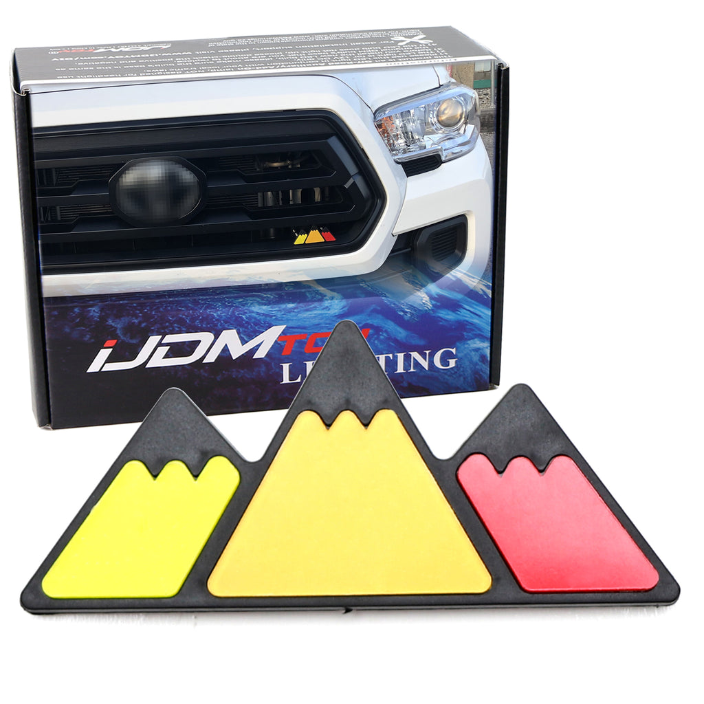 Gray Retro Adventure Mountain Tri-Colors Badge Emblem For Toyota Lexus Grille