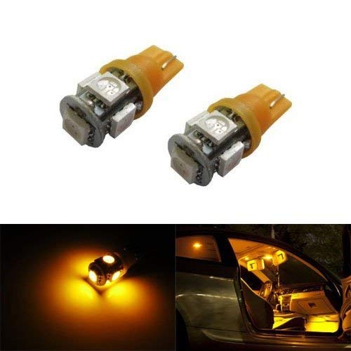 5-SMD 168 194 2825 T10 LED Car Interior Map Dome Light Bulbs, Amber Yellow