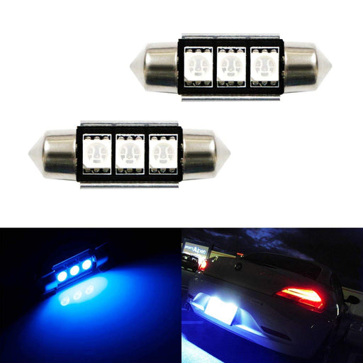 Ultra Blue 3-SMD Error Free 6418 C5W LED Bulbs For Euro Car License Plate Lights