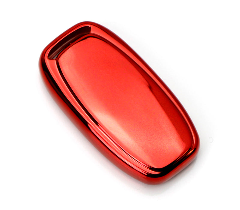 Chrome Red TPU Key Fob Case For Audi A3 A4 A5 A6 A7 Q3 Q5 Q7 3-Button Keyless