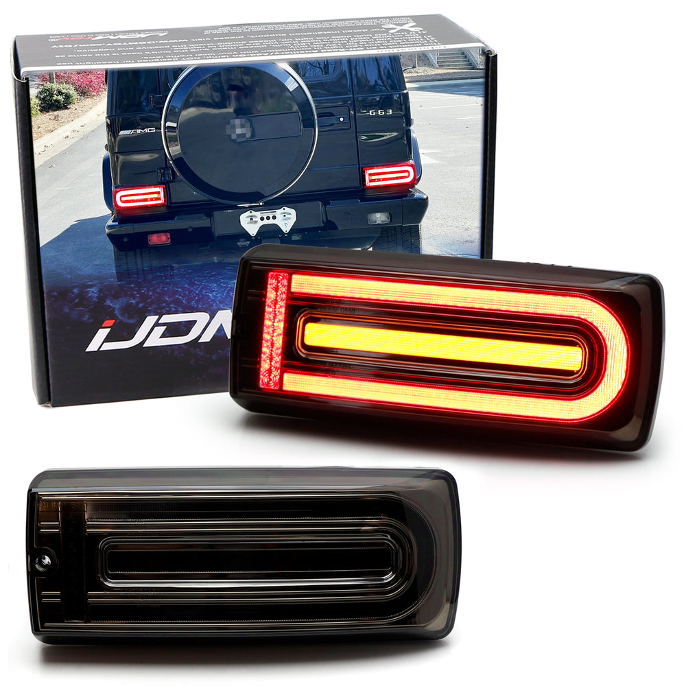 Smoke Lens 19 G-Class Style Full LED Sequential Taillamps For 99-18 W463 G-Wagon