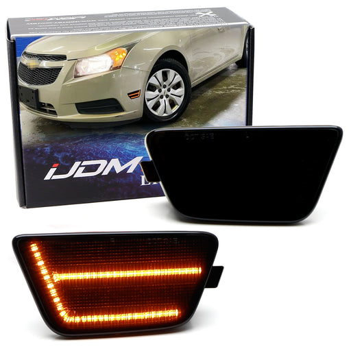 Smoked Lens Amber Double-Row Full LED Side Marker Lights For 2011-15 Chevy Cruze