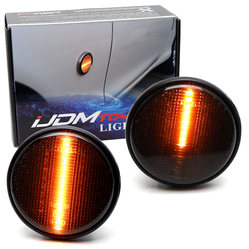 JDM-Spec Smoke Amber LED Sequential Blink Fender Signals w/ Wiring