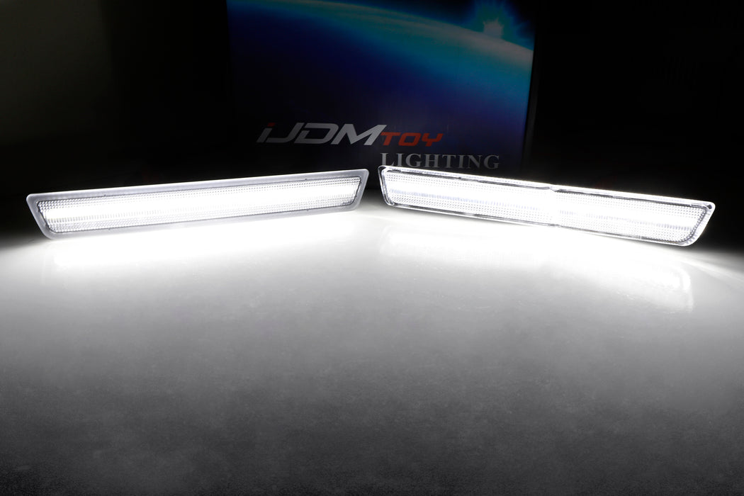 Clear Lens White Front/Rear LED Side Markers For 15-23 Dodge Challenger Widebody