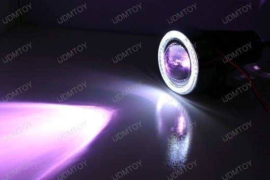 3" Projector Fog Light Lamps w/ 40-LED Halo Angel Eyes Rings + 12000K HID Combo