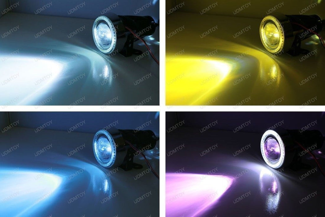3" Projector Fog Light Lamps w/ 40-LED Halo Angel Eyes Rings + 12000K HID Combo