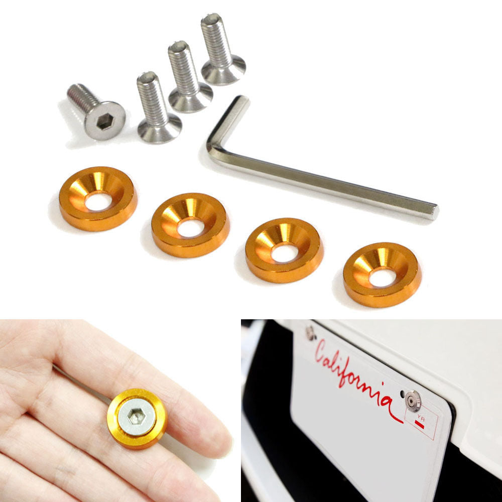 Cursor Washers (4) JDM Racing Style Gold Aluminum Washers Bolts Kit For Car Fender, B ...