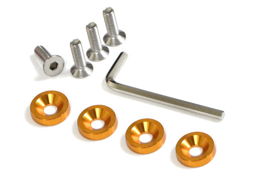 (4) JDM Racing Style Gold Aluminum Washers Bolts Kit For Car Fender, Bumper etc