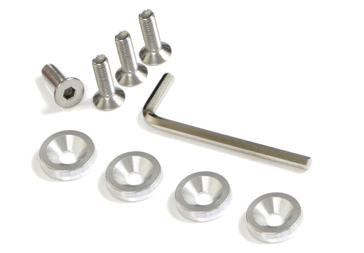 (4) JDM Racing Style Silver Aluminum Washers Bolts Kit For Car Fender Bumper etc