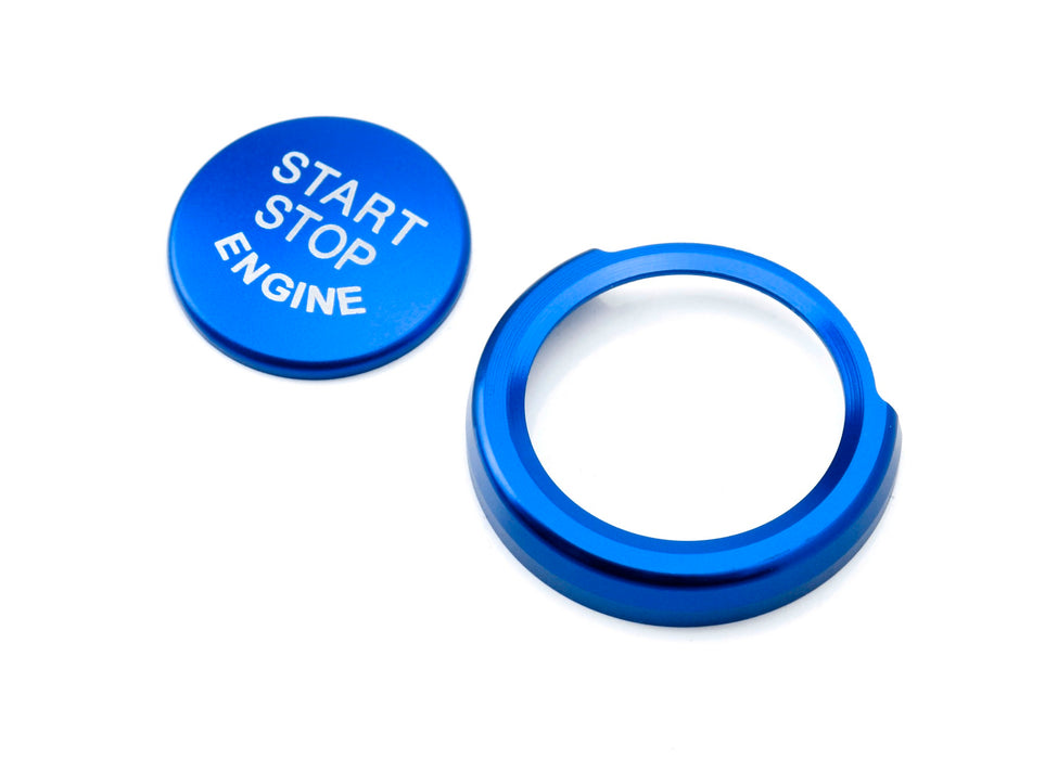 Metal Engine Button Blue Aluminum Keyless Engine Push Start Button w/Surrounding Ring Trim ...
