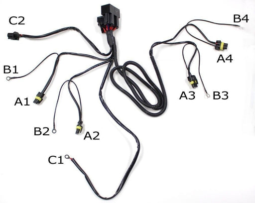 Xenon Headlamp Kit Dual-Relay Wiring Harness for H13 9008 Hi/Lo Four Lamps