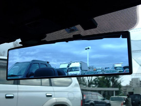 JDM 300mm Wide Anti-Glare Blue Tint Flat Clip On Rear View Mirror  Fit All Car
