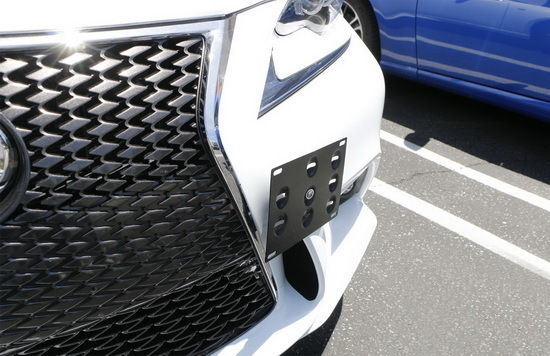 thumbnail image 2 of Xotic Tech Front Tow Hook License Plate Mount For Lexus IS & CT - No-Drill, Black Aluminum 2 of 4
