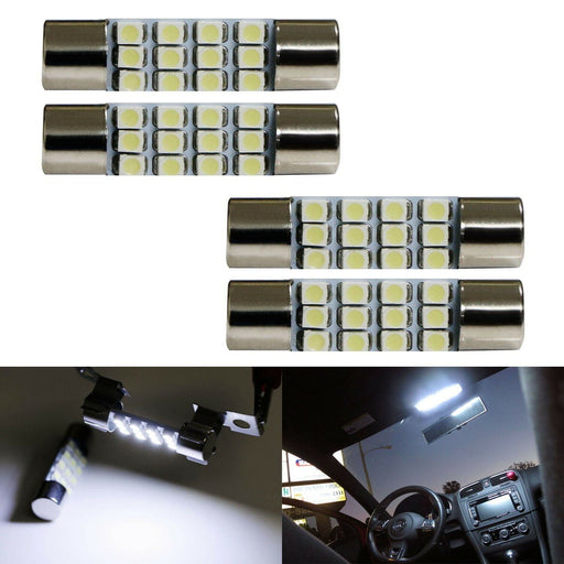 (4) White 12-SMD 1.72" 42mm 578 211-2 LED Bulbs For Car Interior Map Dome Lights