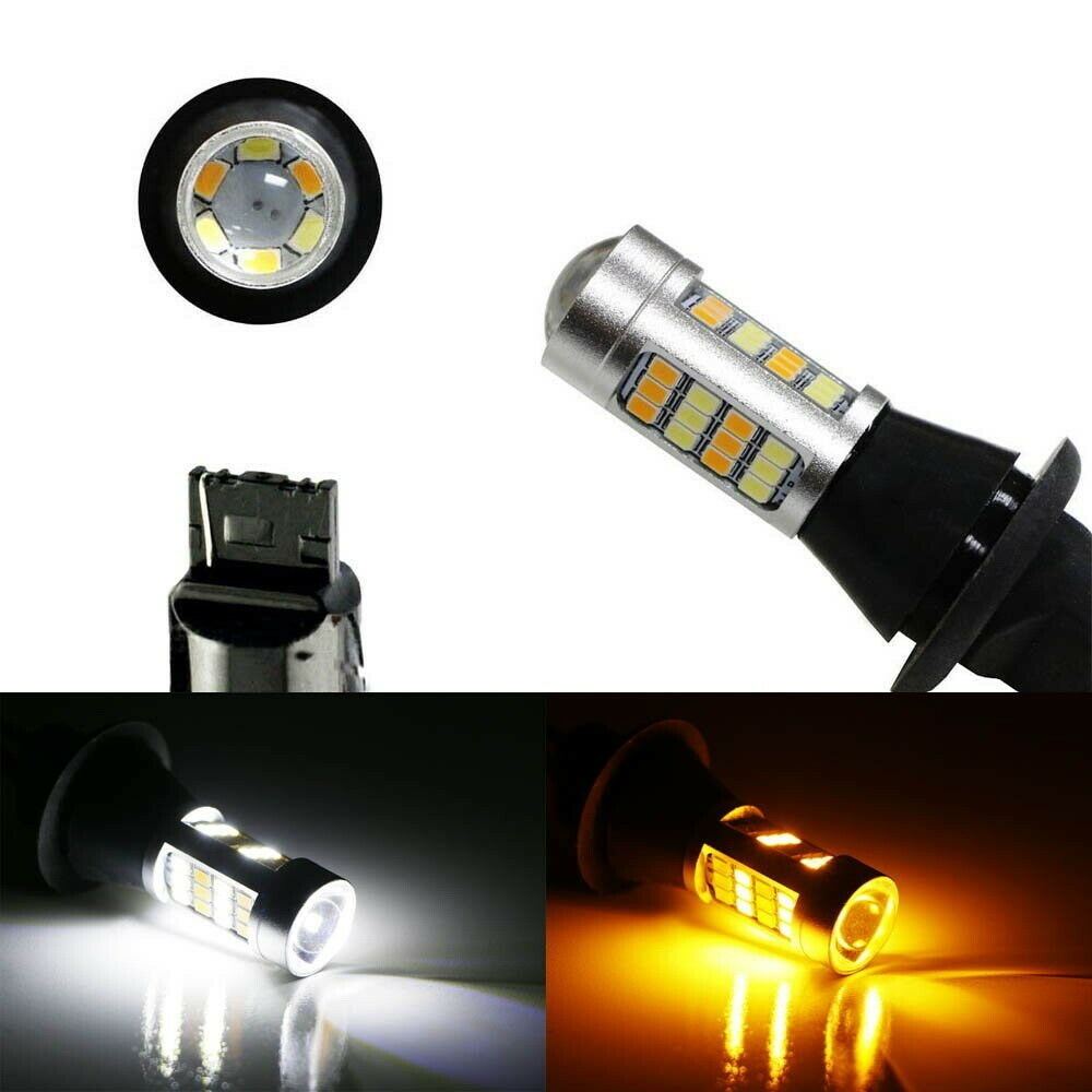 No Hyper Flash 42-SMD 7440 Switchback LED Bulbs For Daytime Running/Tu ...
