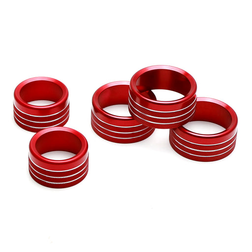 5pc Sports Red Center AC/Stereo Volume Switch Ring Cover Trims For 2019-up RAM
