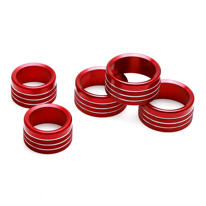 5pc Sports Red Center AC/Stereo Volume Switch Ring Cover Trims For 2019-up RAM