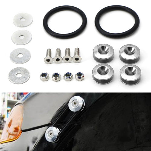 Silver JDM Quick Release Fasteners For Car Bumpers Trunk Fender Hatch Lids Kit