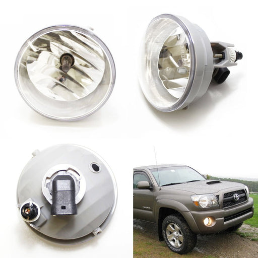 Complete Clear Lens Fog Lights w/H10 Halogen Bulbs For Toyota Tacoma Tundra, etc