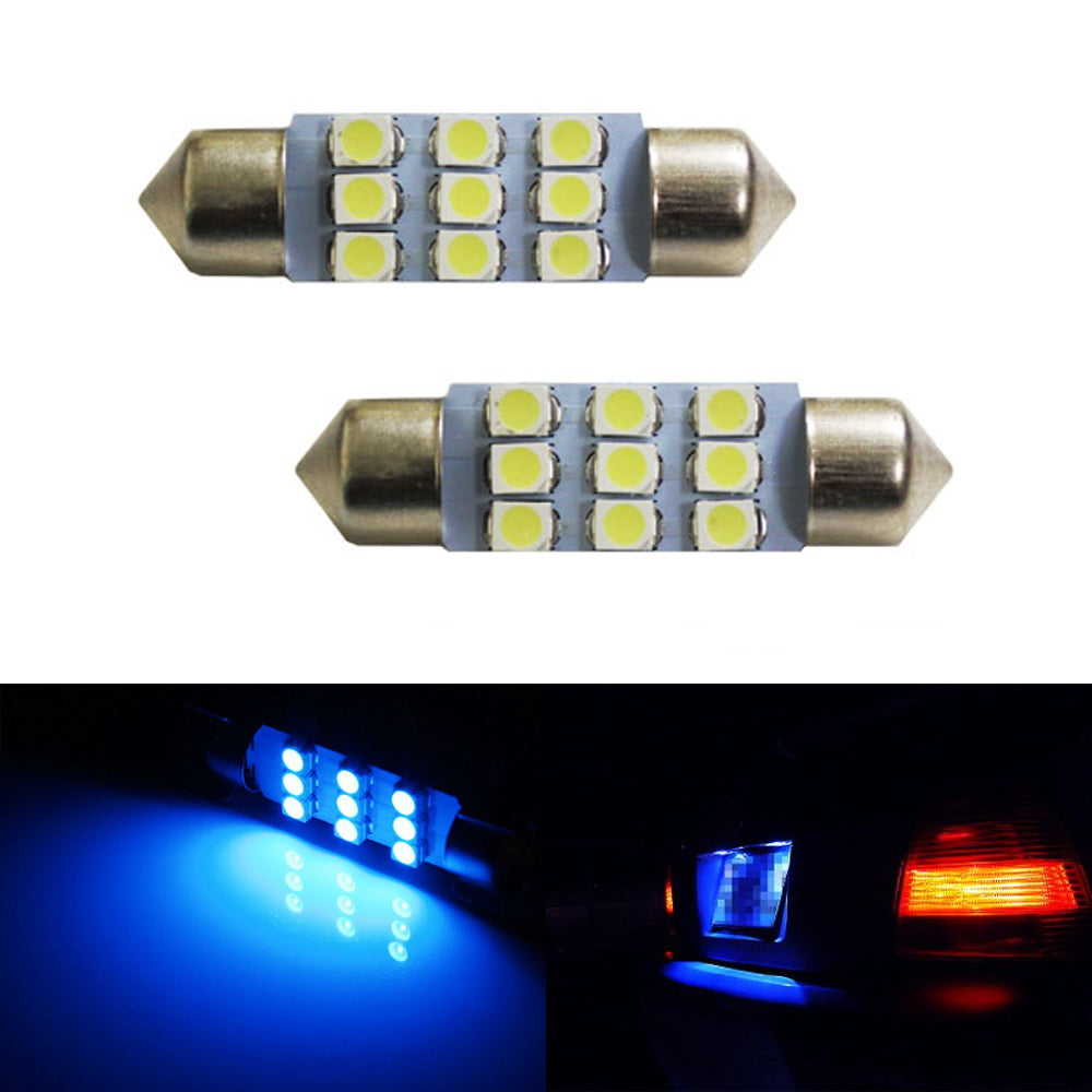Ultra Blue 9-SMD-1210 1.50 36mm 6418 C5W LED Bulbs For Car License Pl —  iJDMTOY.com