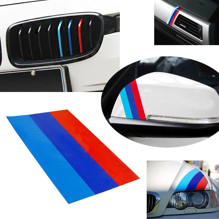 2m BMW M Strip Sticker Set – Mirror & Bonnet Decals For Car Doors (6.75 €/m)