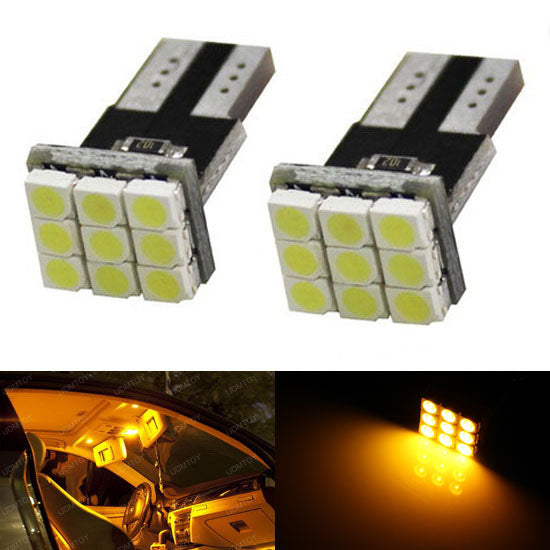 KATUR 194 LED-lamp 2 Stuks – Ambergeel, 24 SMD 3014, CanBus-foutloos, T10 W5W